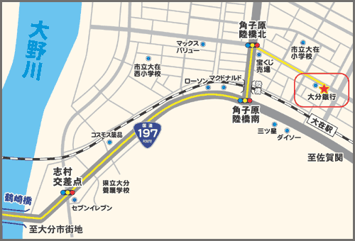 国道197号線からのアクセス地図